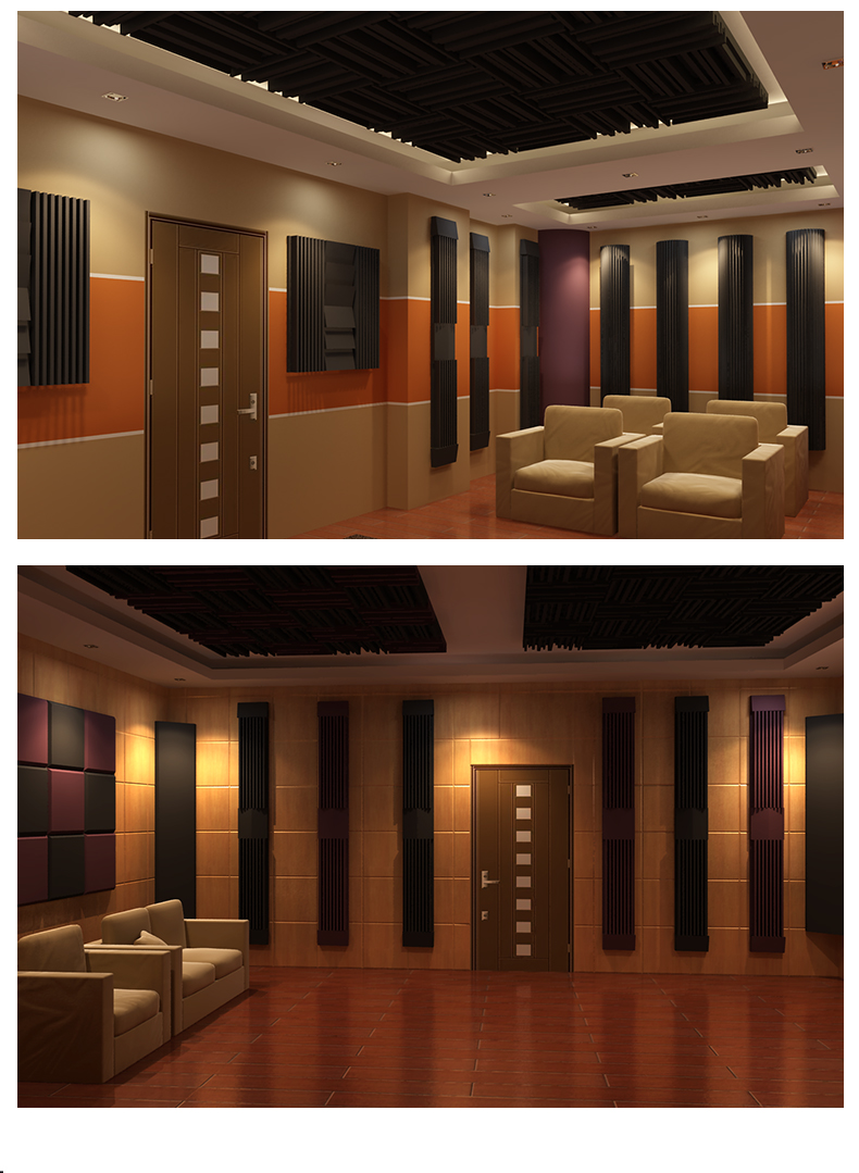 咖啡红色律音录音棚听音室家庭影院侧墙吸音海绵吸音棉吸音板