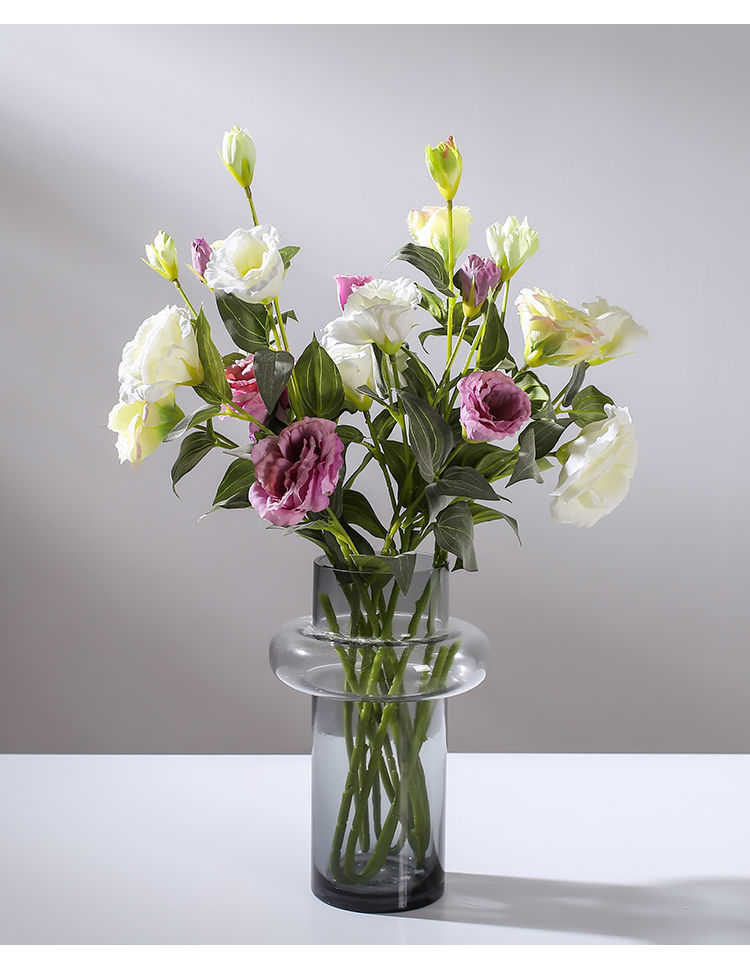 欧式洋桔梗仿真花摆件客厅高档绢花插花花束卧室房间装饰假花摆设粉色