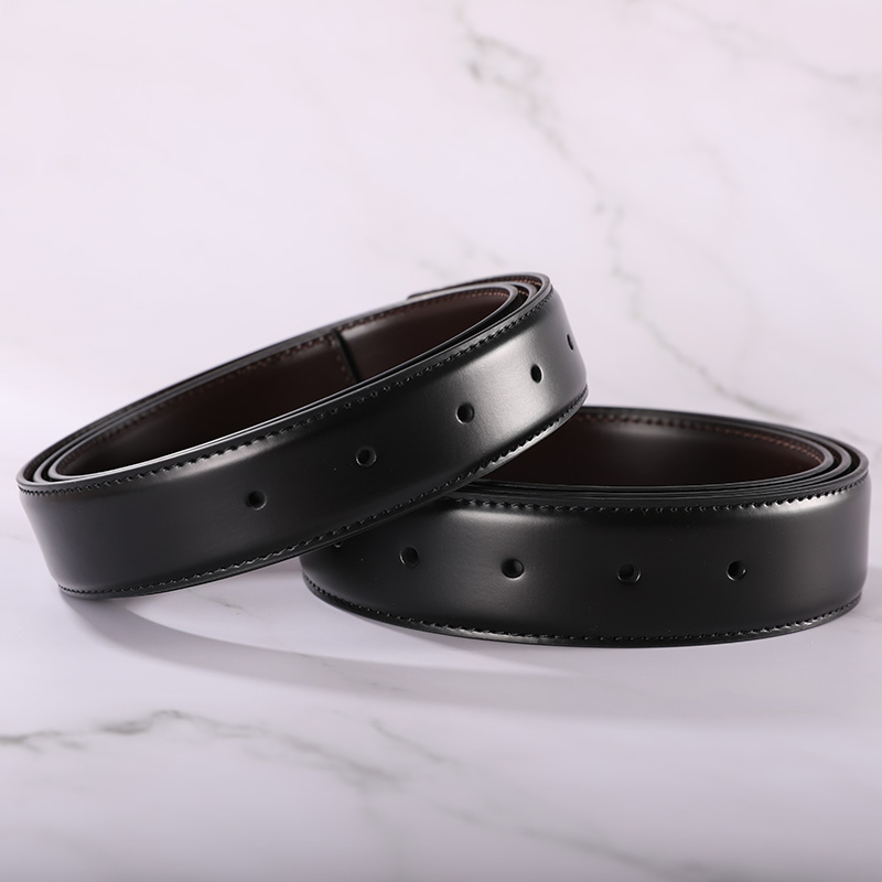 男真皮牛皮腰带无头8字扣双d替换皮带不带头纯带身34cm无扣墨斗潮品