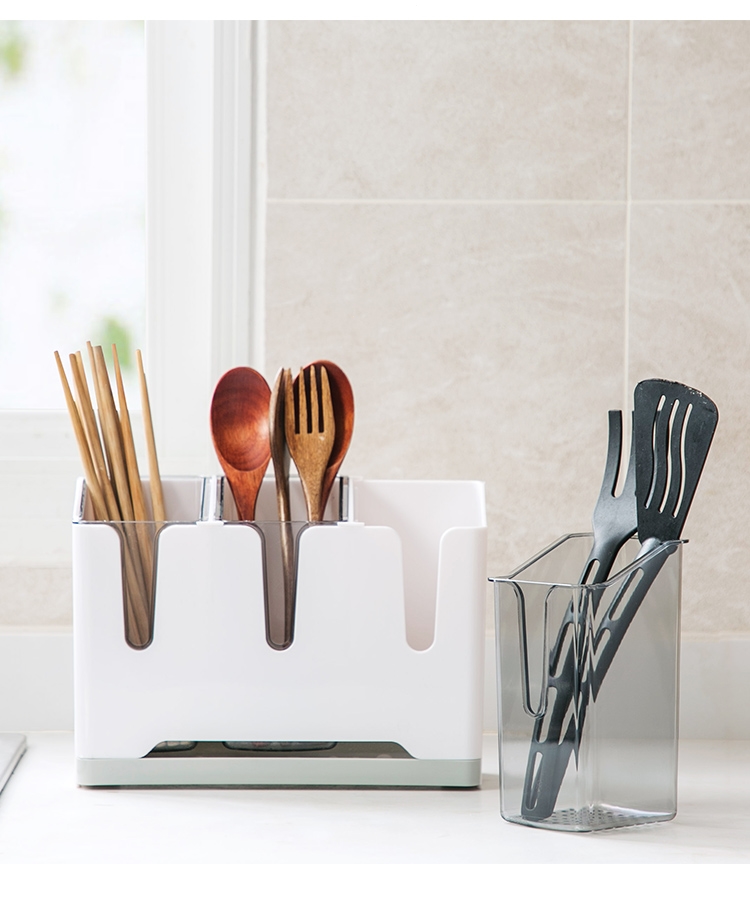厨房分格筷子篓沥水快子笼置物筒家用餐具塑料筷子勺子收纳盒brj简约