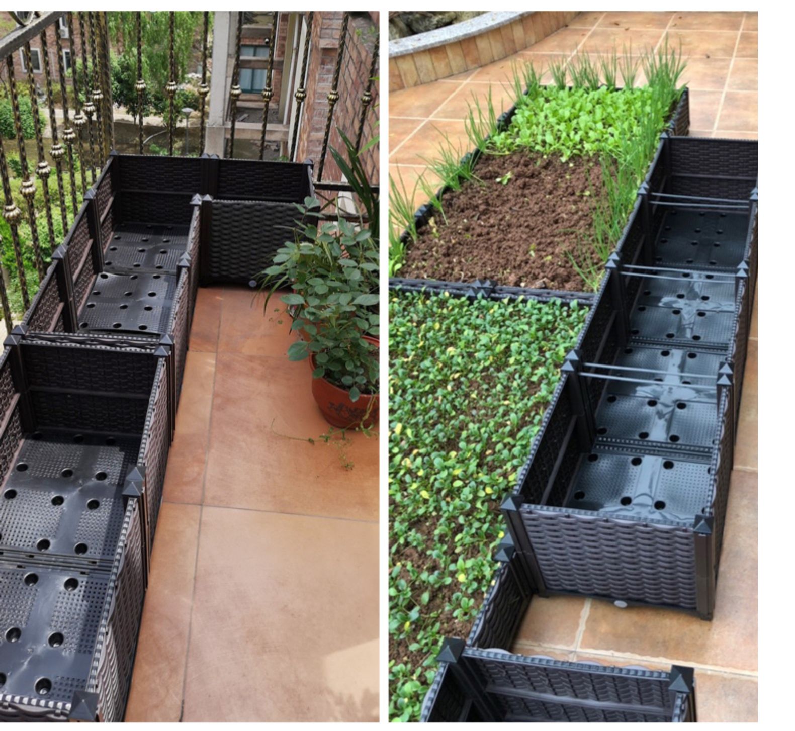 家庭阳台蔬菜种植箱楼顶种菜神器花园种菜盆加厚塑料长方形花盆单层二