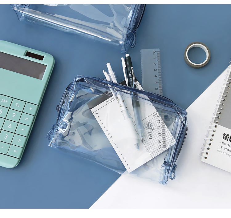 喻娄简约大容量男女学生用防水透明笔袋考试文具袋中考高考铅笔收纳盒