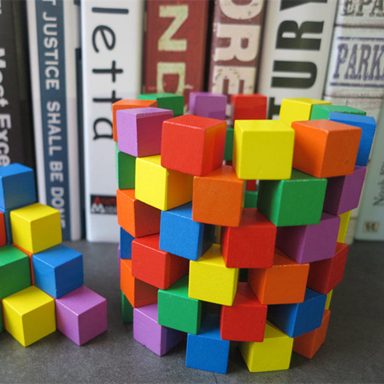 彩色正方体积木小学数学教具木制18厘米立方体小方块原色积木块原色