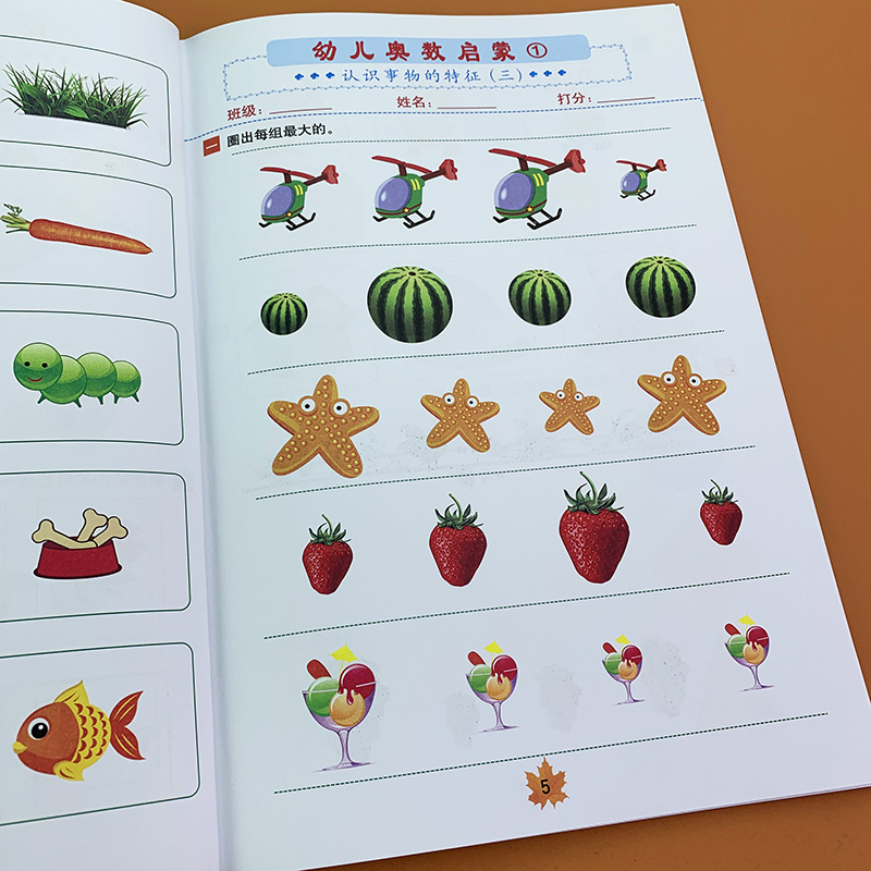 [诺森正版]全5册3-4岁儿童益智数学逻辑思维训练书籍幼儿园中班教材