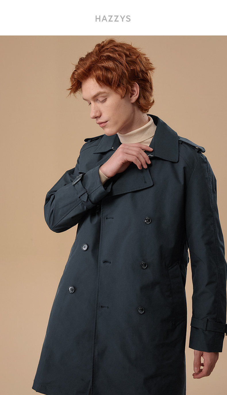 【商场同款】哈吉斯hazzys 秋季新款风衣男时尚简约英伦风衣外套