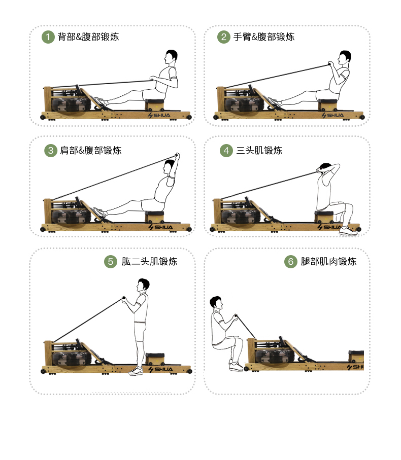 舒华划船机家用多功能静音水阻划船运动器健身器材shr5100