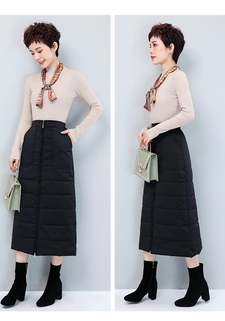 2021秋冬新款加厚羽绒棉裙半身裙冬季中长款冬天裙子冬长裙