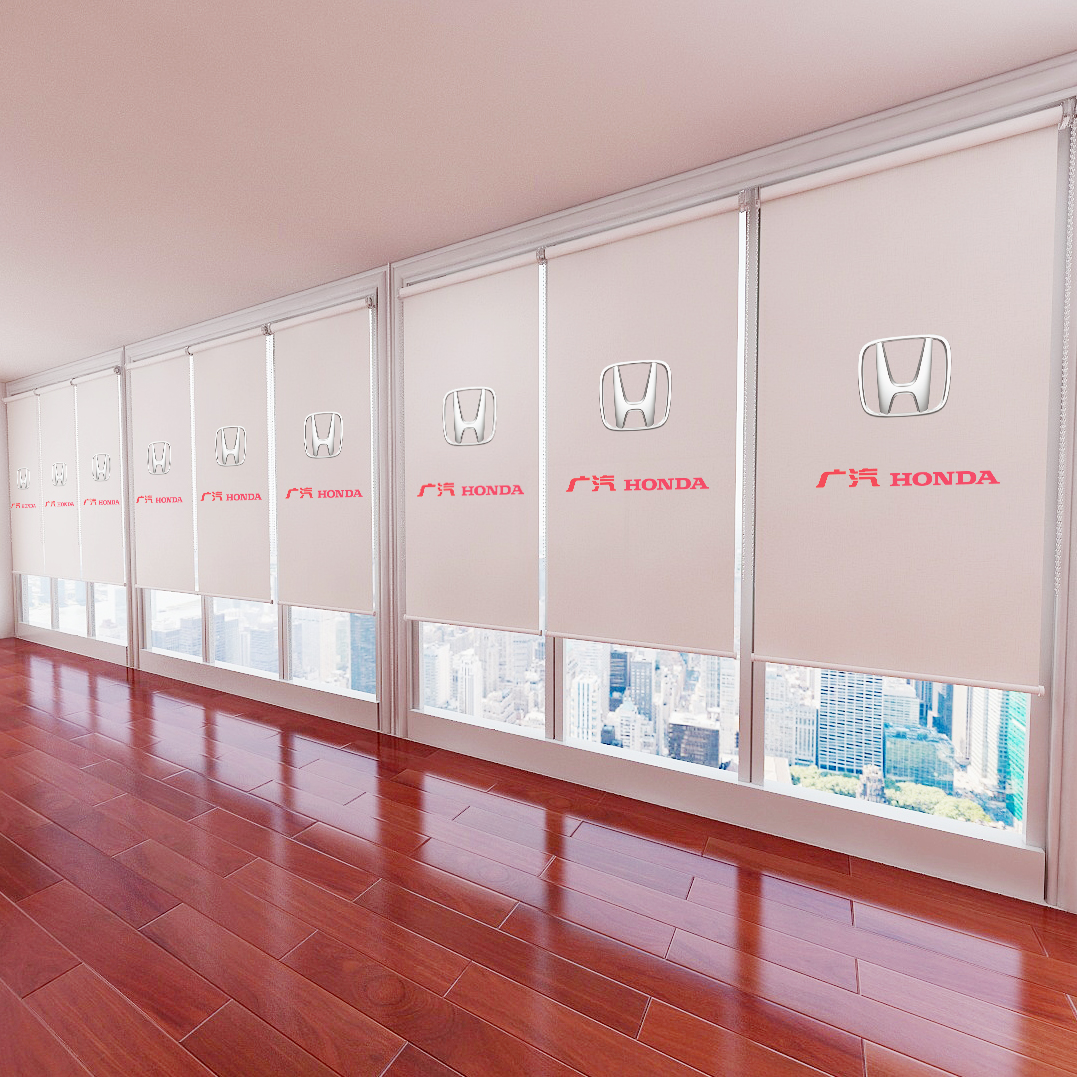 定制免打孔广告卷帘窗帘办公室商铺阳台浴室全遮光遮阳拉珠升降帘