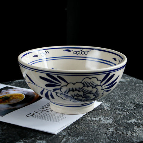 陶瓷商用餐具高脚陕西老碗加厚防烫老味道特大面碗釉下彩中式餐具 7