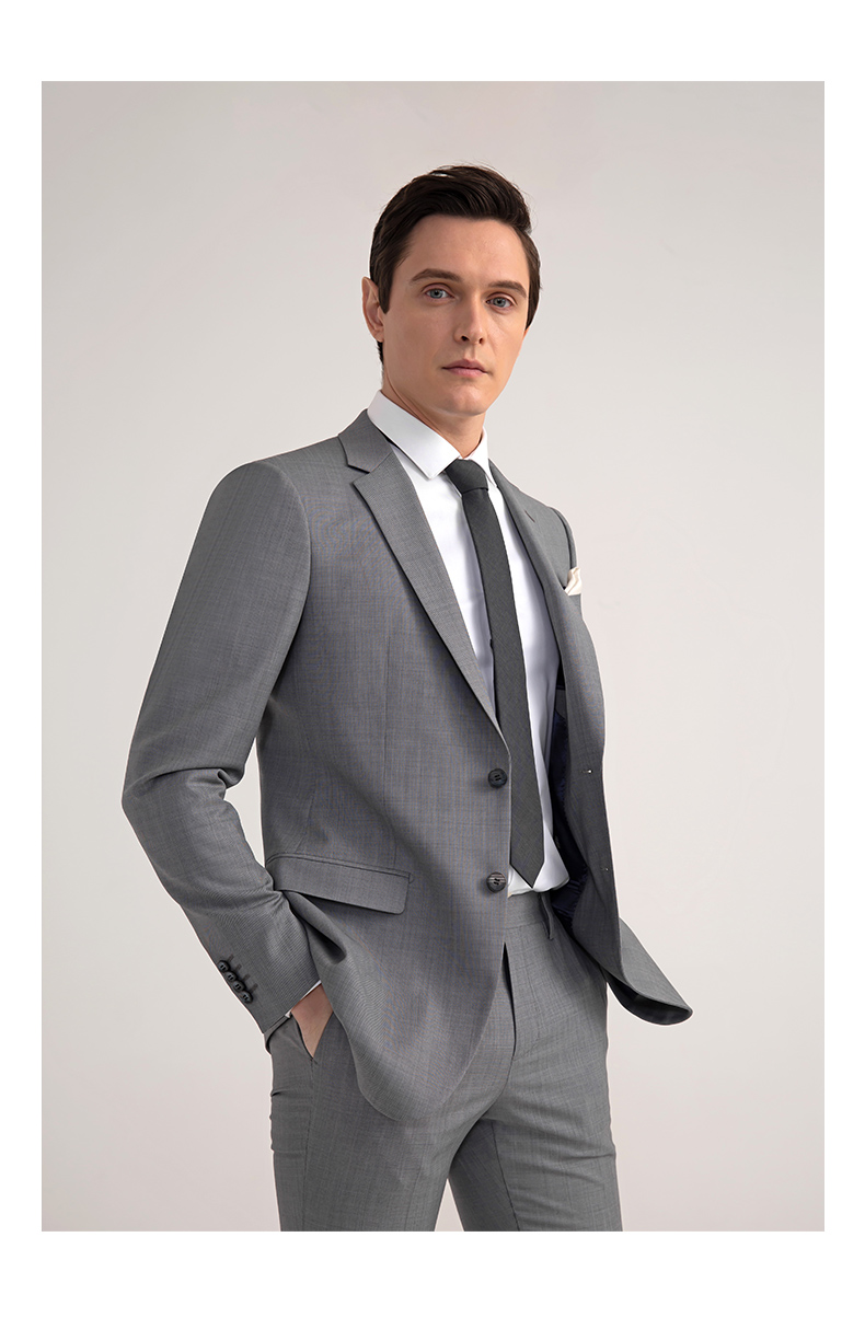 培罗蒙baromon羊毛西服套装男商务休闲男士西装薄款修身西服男etza2