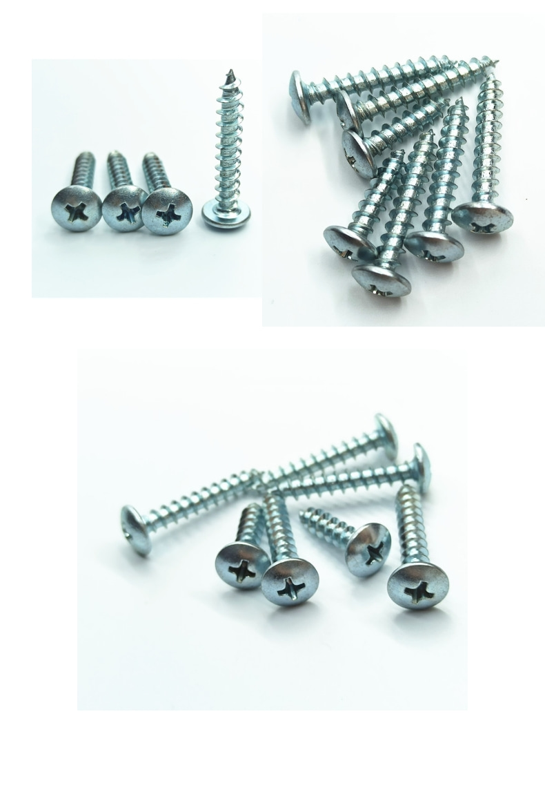 加硬十字大扁头自攻螺丝钉镀锌大扁攻圆头伞头大帽尖尾螺钉m345m6