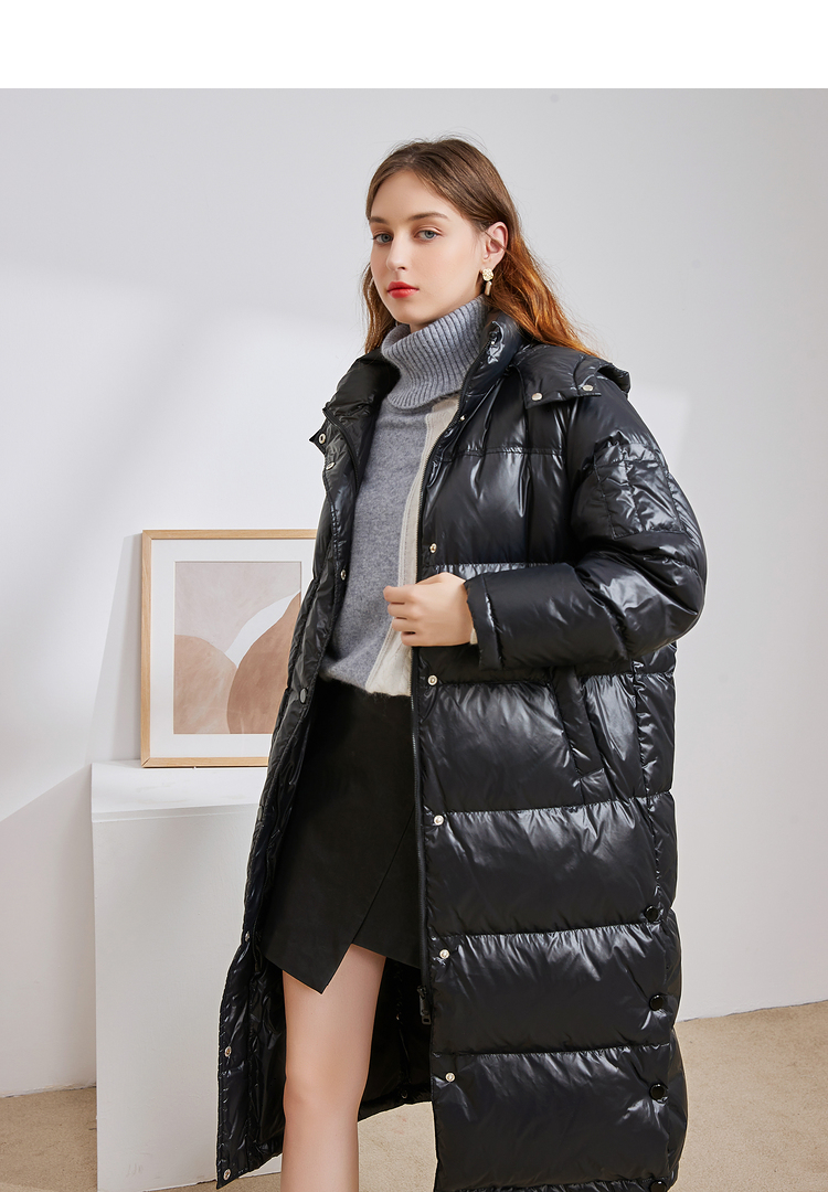 三彩2020冬季新款立领防风中长款白鸭绒羽绒服外套女