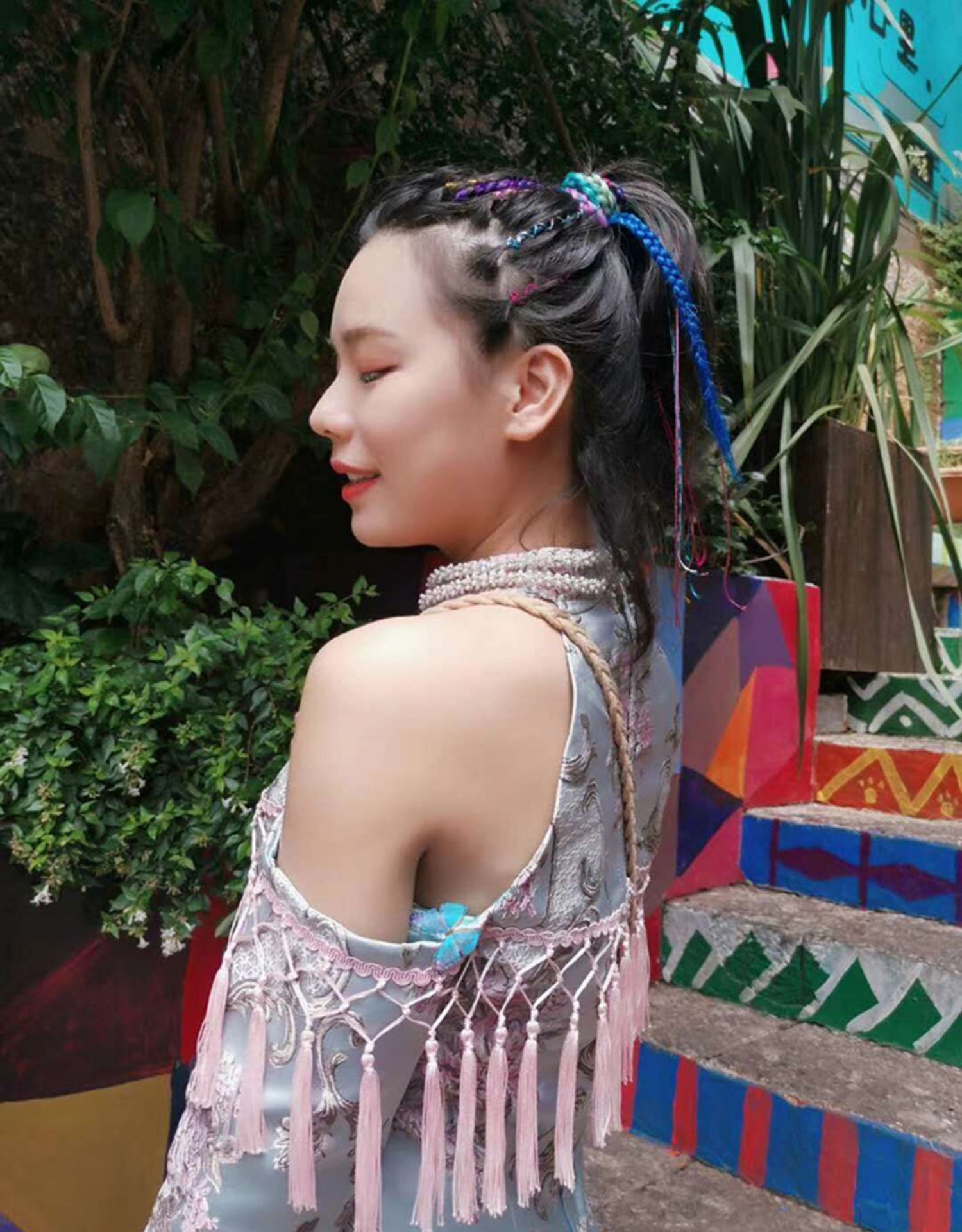 编发彩绳七彩发带脏辫编发绳扎头发丝带网红编发彩带舞台造型藏辫