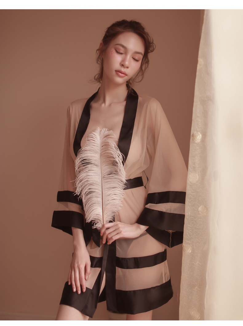性感睡衣女薄款季情趣透视开衫成人内衣挑逗日系床浴袍家居服骚卓思哲