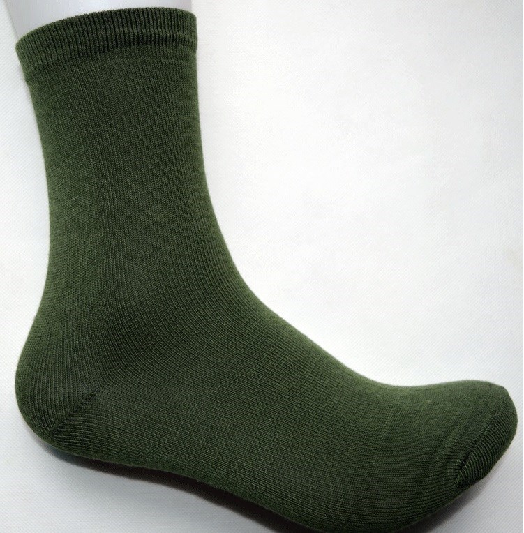20192019秋冬季全棉军绿色高筒袜子男士棉袜吸汗防臭户外登山袜保暖