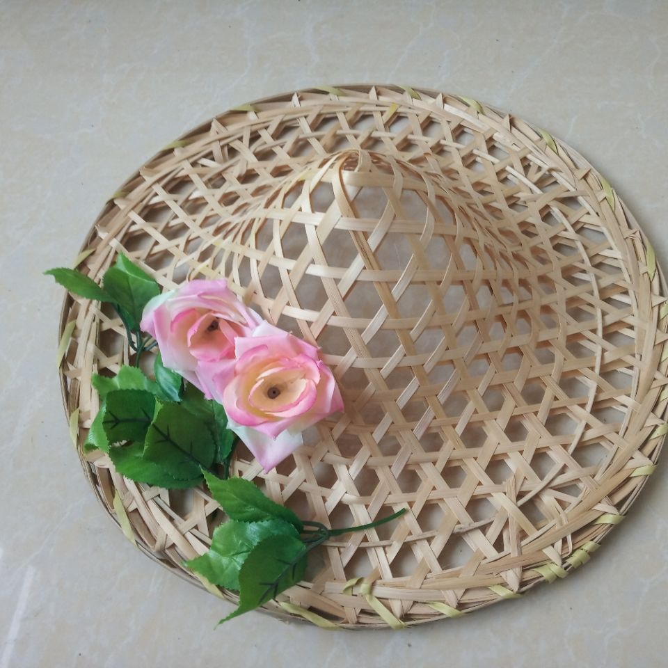 促销舞蹈斗笠道具帽子黎乡笠影舞台表演斗笠农家乐装饰镂空舞蹈帽竹本