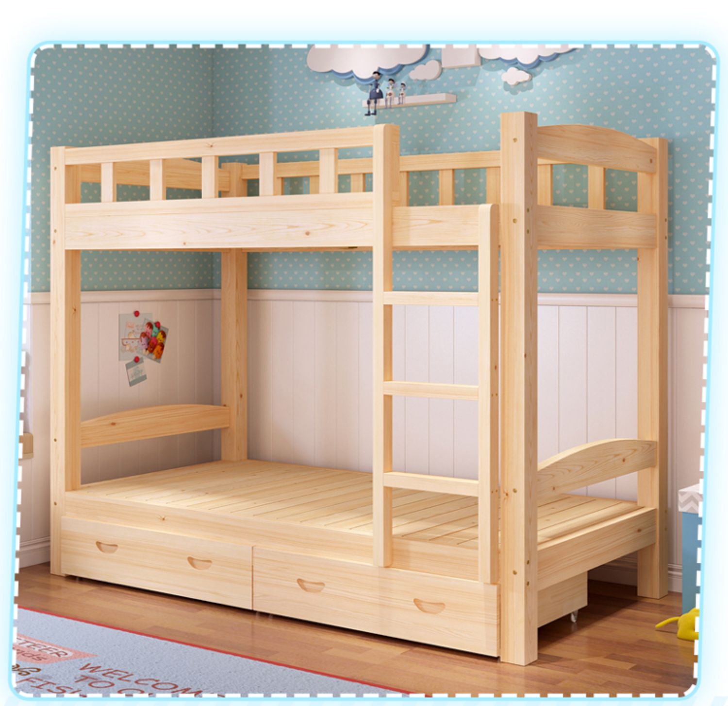 全实木双层床两层儿童床上下床学生宿舍高低床子母床上下铺大人哇哎哩