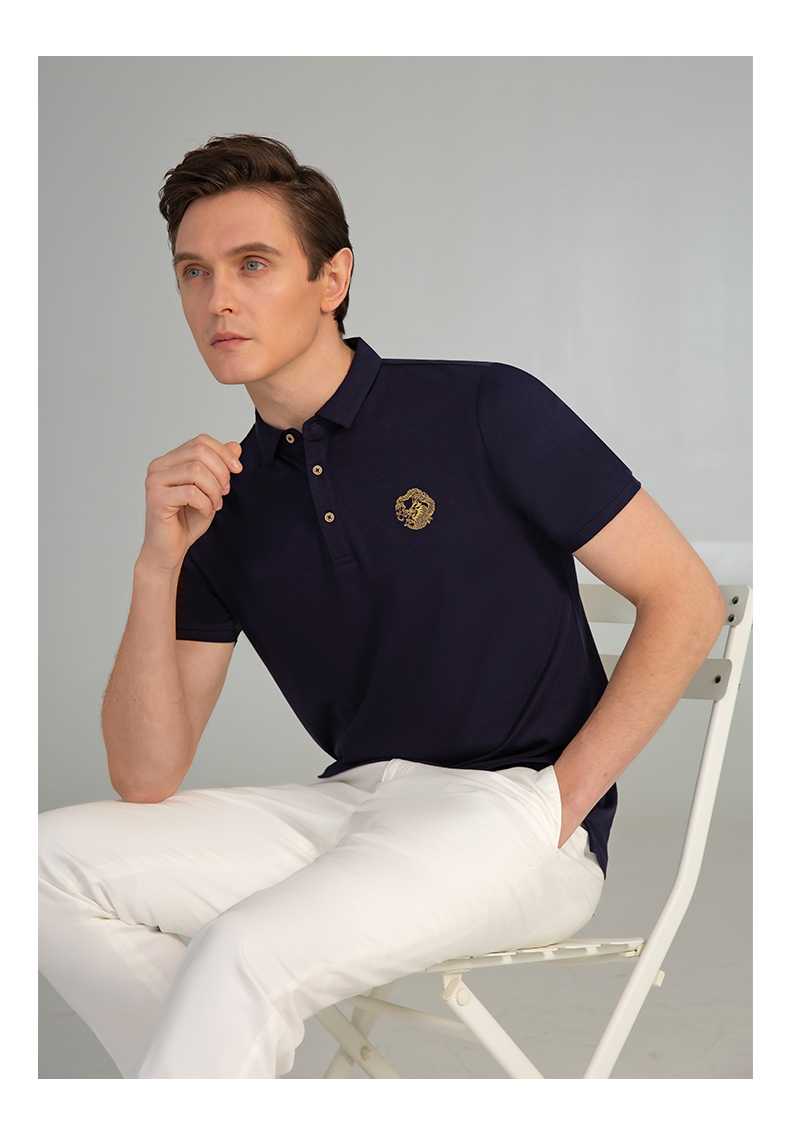 培罗蒙baromon夏季新款polo衫男短袖宽松刺绣速干透气商务美式休闲