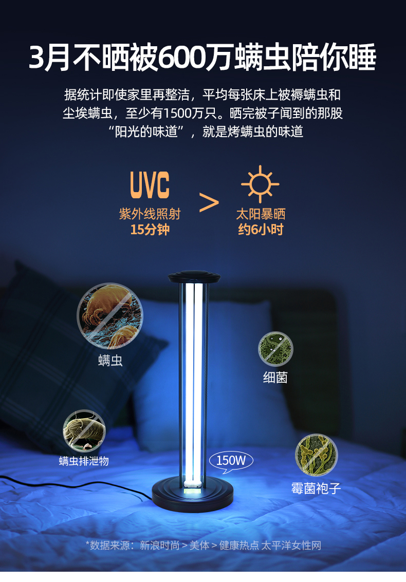 唐晶led照明/光源紫外线杀菌灯xd017 佐肯紫外线消毒灯家用灯室内移动