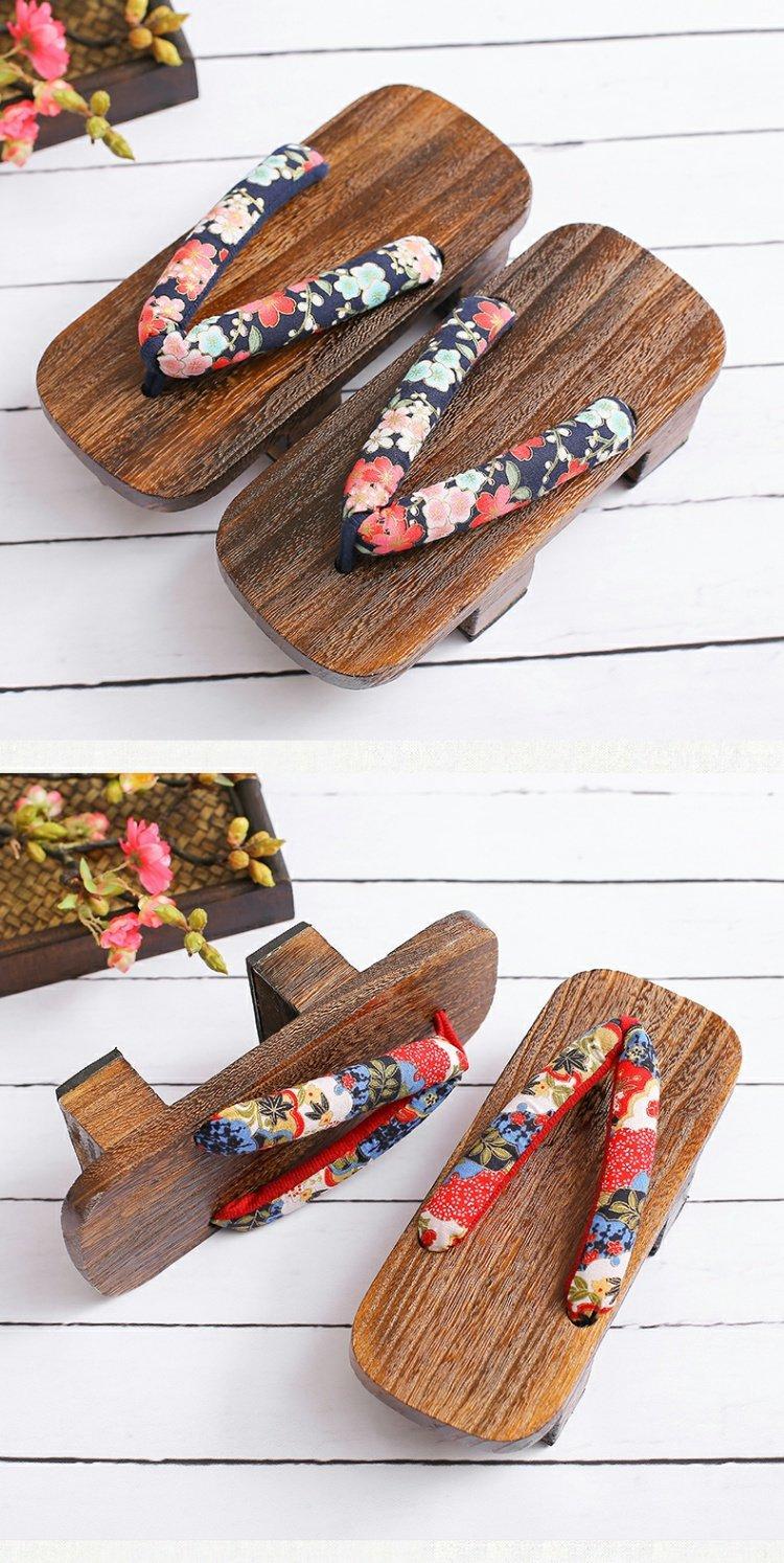 《2019新款木头鞋情侣男女二齿木屐高跟夹脚日本木屐拖鞋 cosplay女