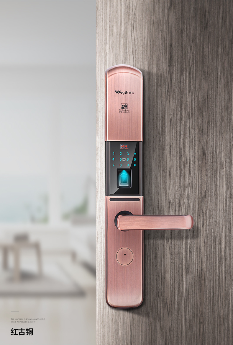 惠氏指纹锁x33自动滑盖防盗门密码锁安全智能门锁指纹识别手机app远程