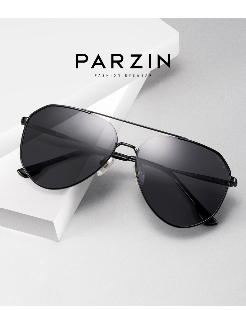 帕森(parzin)太阳镜pzpol8204 帕森偏光太阳镜男 金属大框蛤蟆镜潮