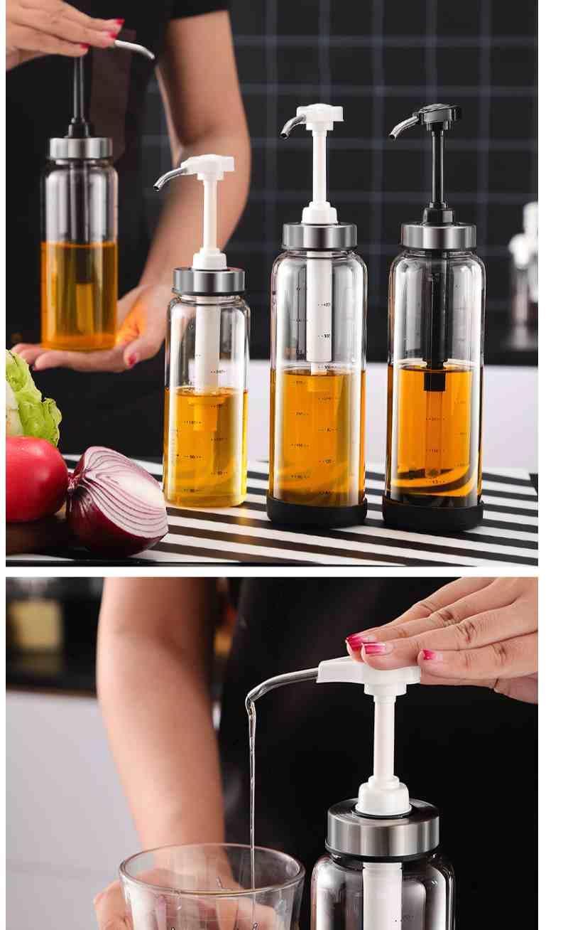 蜂蜜分装瓶方便倒挤压瓶压嘴日式家用密封玻璃罐加厚酱料挤压瓶300ml