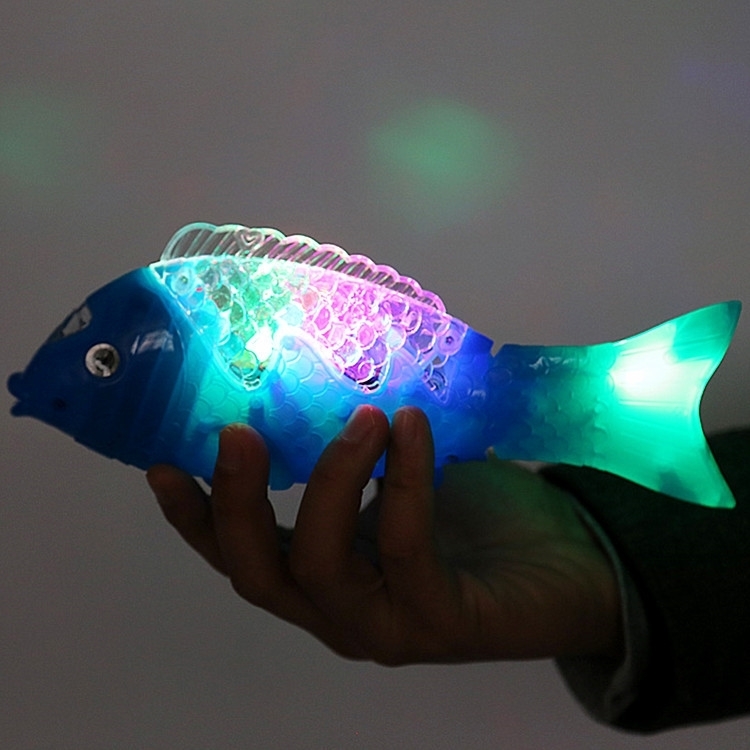 津弗益智玩具9683398015 电动投影鱼 音乐七彩发光电动鱼摇摆投影鱼