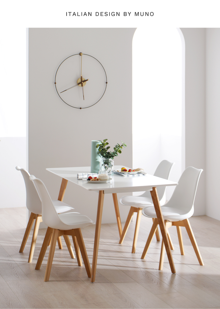 北欧实木餐桌椅组合日式小户型家用吃饭桌子现代简约白色长方形桌