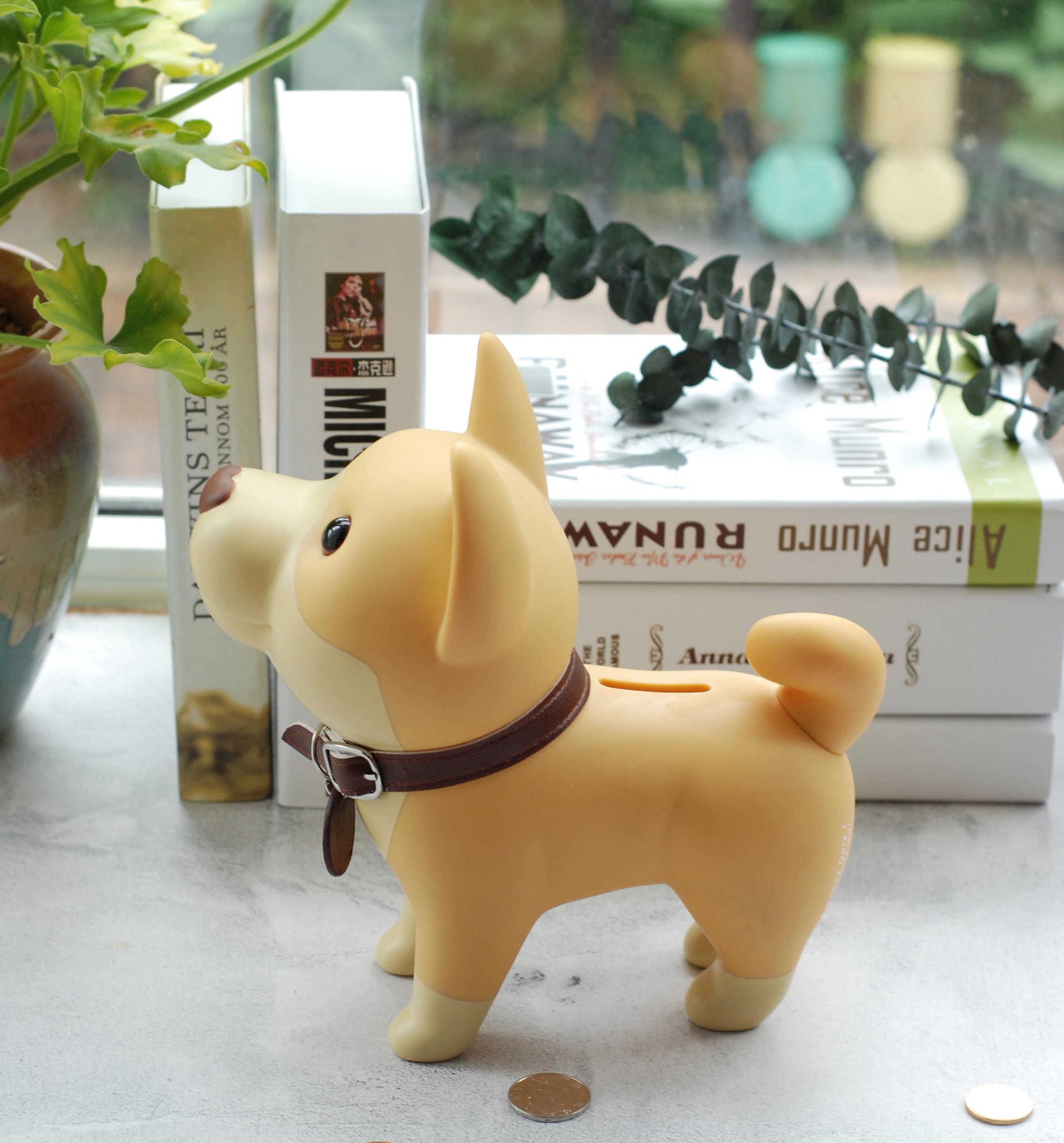 三维工匠狗狗存钱罐纸币硬币两用可取防摔创意小狗储蓄罐生日男孩女孩