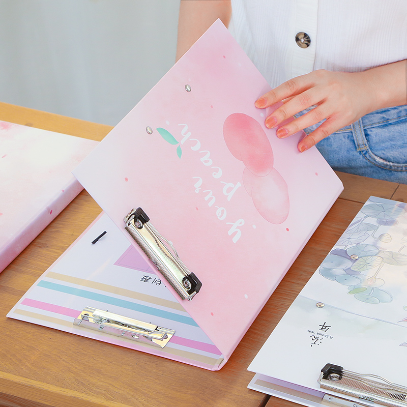 a3书夹子学生用夹板高中文件夹塑料文具夹子夹试卷用板子可爱卡通少女