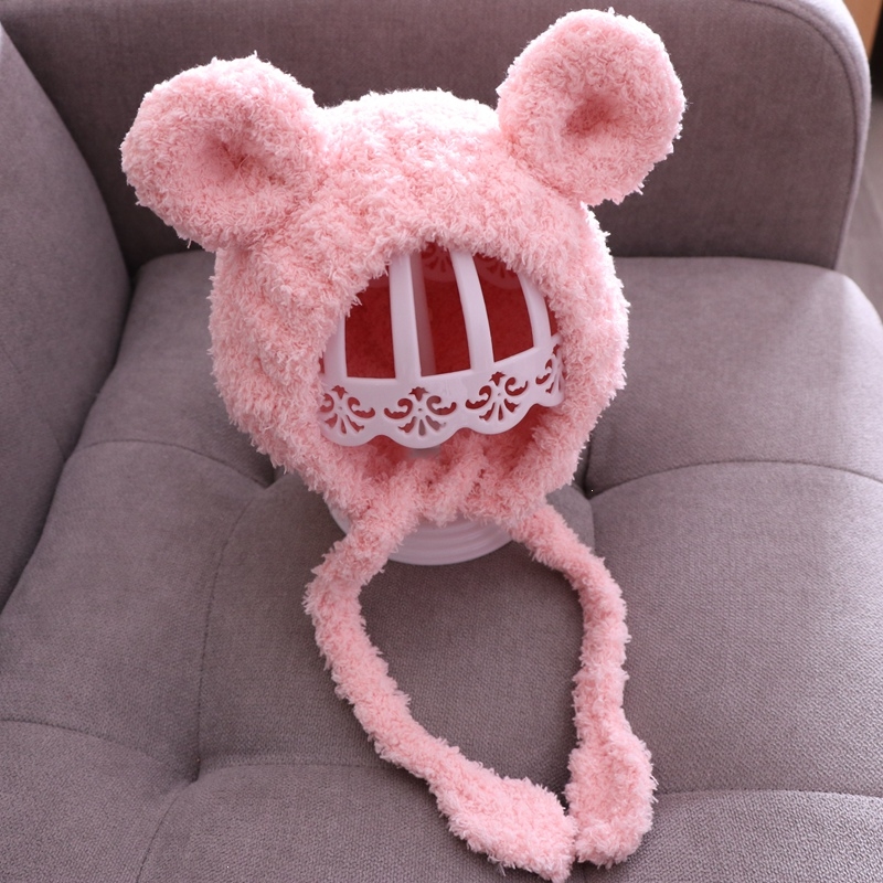 宝宝帽子秋冬季婴儿毛绒帽加厚智扣保暖男女童幼儿可爱超萌儿童护耳帽