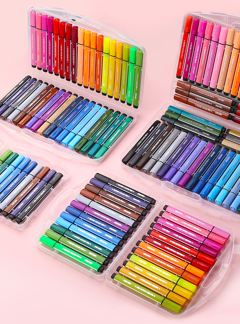 得力deli70660水彩笔48色粗三角杆可水洗彩笔学生水彩笔美术绘画笔