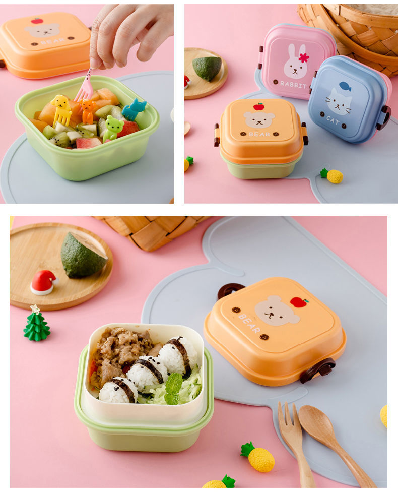 小兔双层便当盒可爱双层便当盒保温盒迷你小饭盒餐盒便携宝宝水果盒