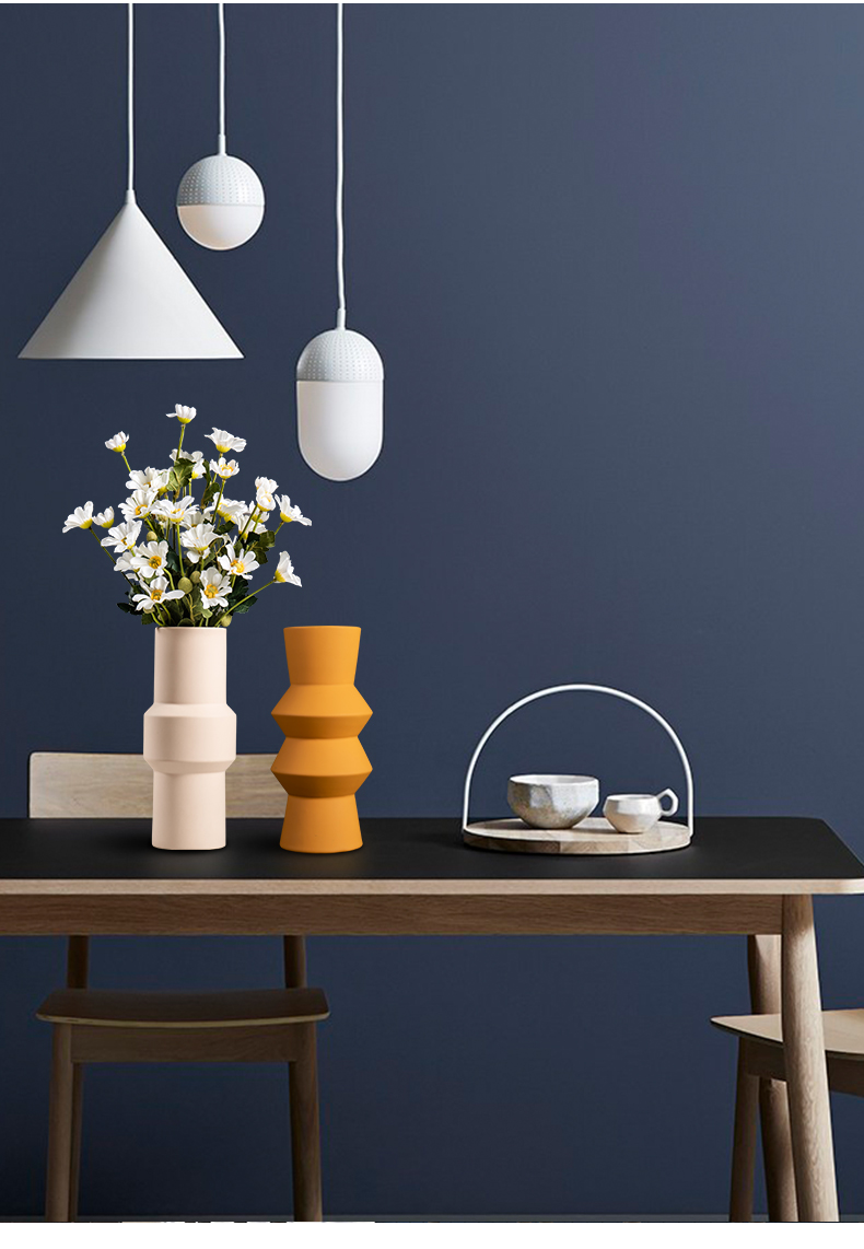 现代简约莫兰迪花瓶摆件家居客厅插花创意陶瓷干花器电视柜装饰品封后