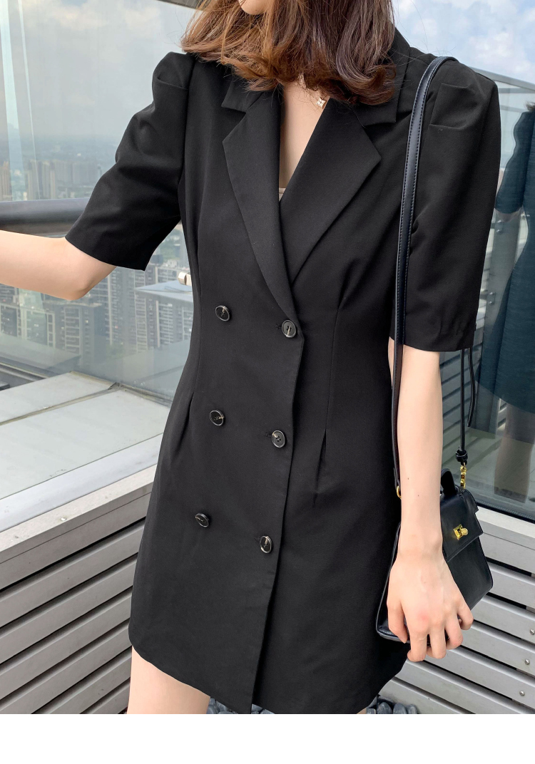 大码洋气微胖女装2020新款黑色连衣裙气质西装裙女休闲裙子