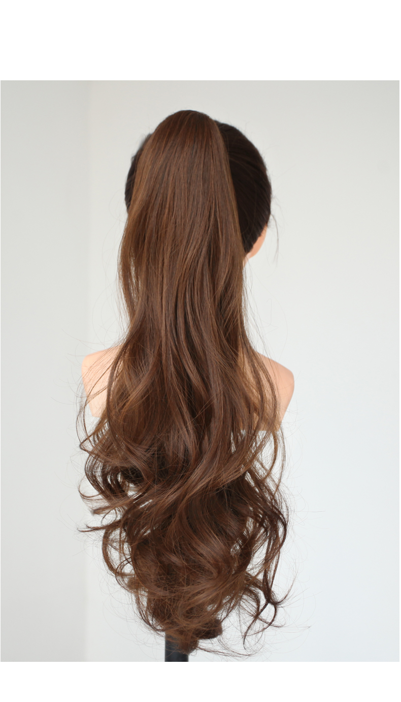 假发女抓夹式长卷发马尾 扎高马尾麻花辫子 气质浪卷