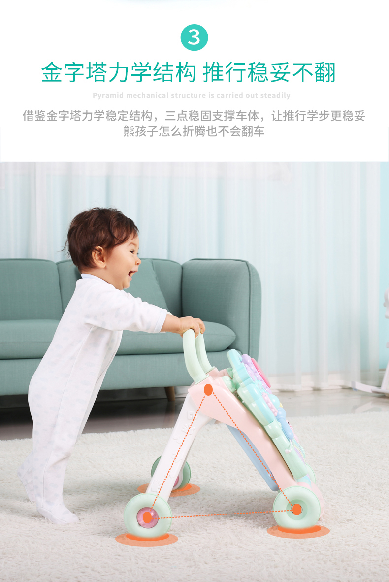 景荣婴儿学步车手推车618个月防侧翻女宝宝学走路儿童助步车男孩玩具