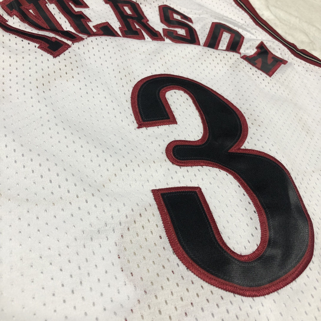 号复古篮球服男黑白运动休闲球衣训练女背心刺绣上衣 76人艾弗森3号白