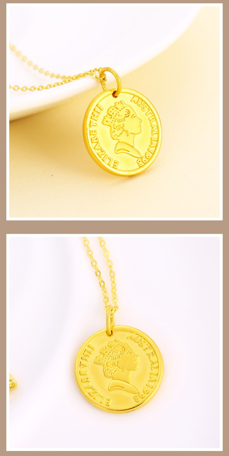 手拉手slaso女王牌黄金吊坠女士3d硬金吊坠足金999金币金牌吊坠时尚