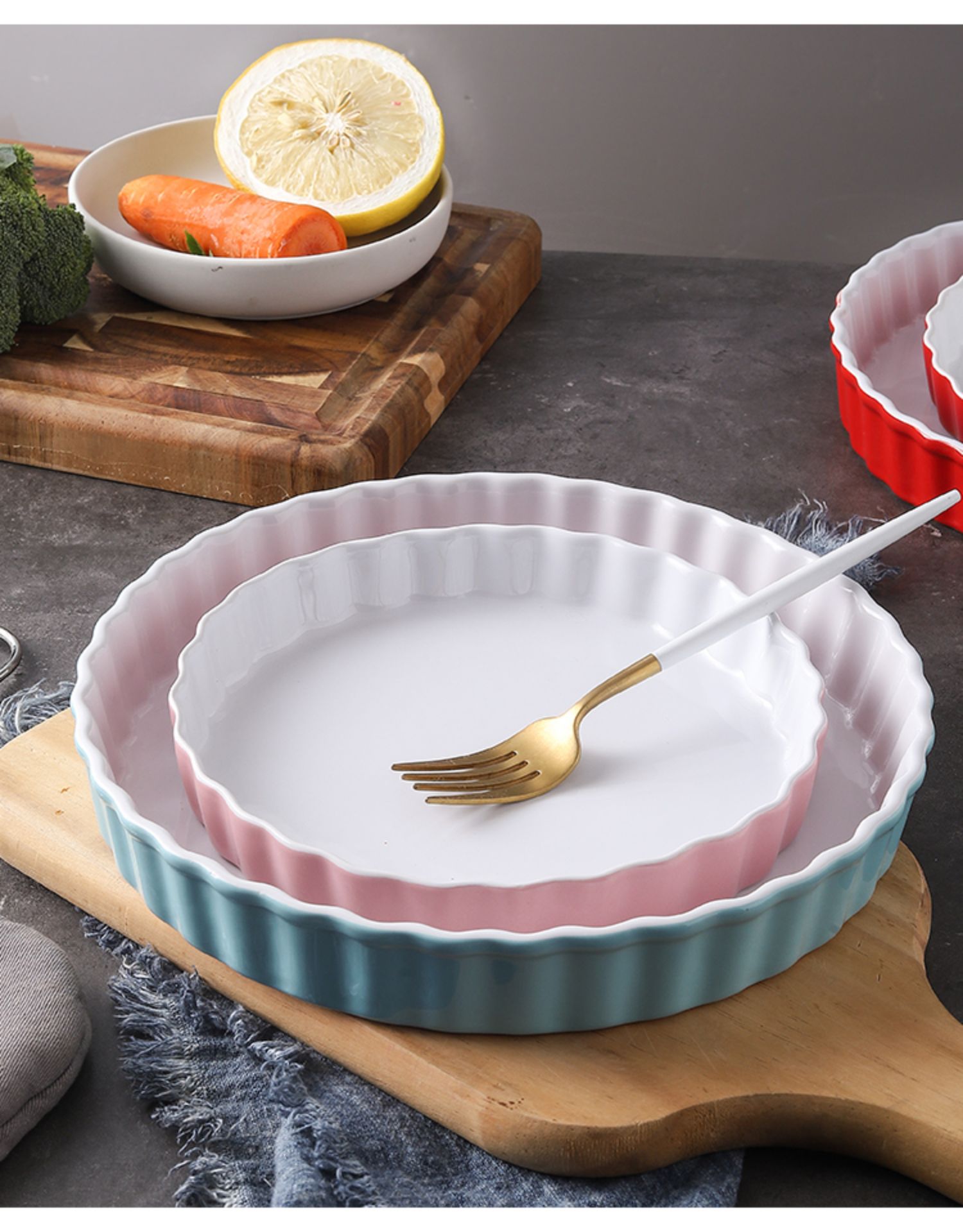 披萨盘微波炉披萨烤盘陶瓷芝士焗饭盘家用烤箱烘焙加厚耐热披萨盘子