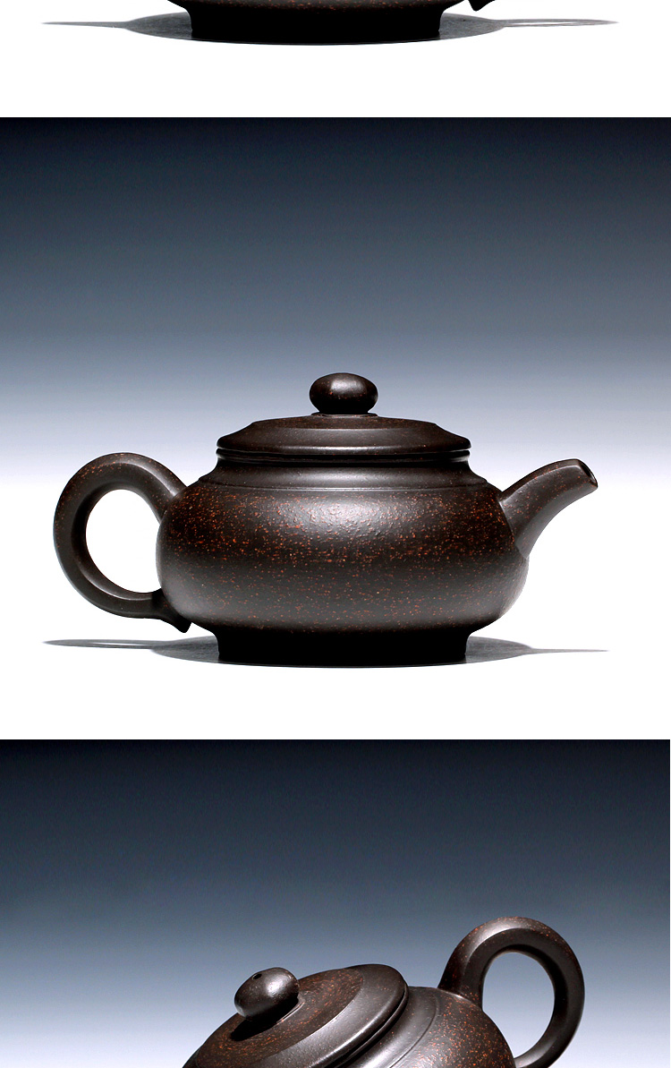 宜兴紫砂壶吴洪财纯全手工旅行 原矿黑金砂六方伏古 国泰茶具