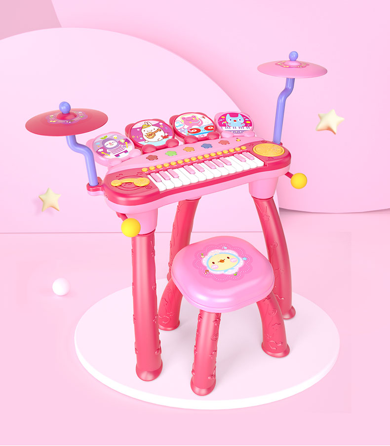 宝丽儿童电子琴早教音乐玩具宝宝钢琴带话筒初学136岁女孩礼物真智力