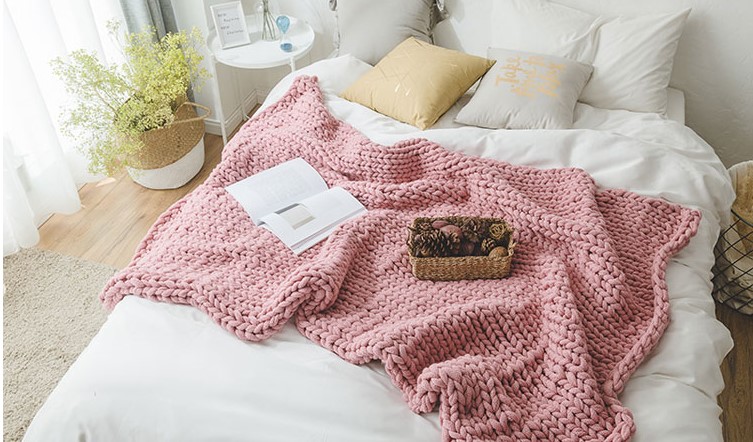 毛线线手工编织毯子钩坐垫线柔软超粗大冰条北欧织毯子的毛线粗fish