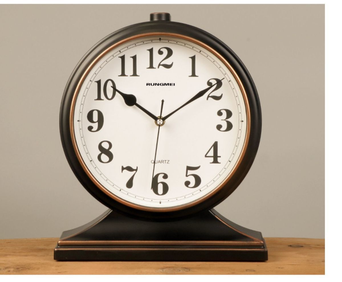 钟表摆件家用大号创意客厅台式时钟桌面坐钟摆钟时尚石英台钟座钟复古