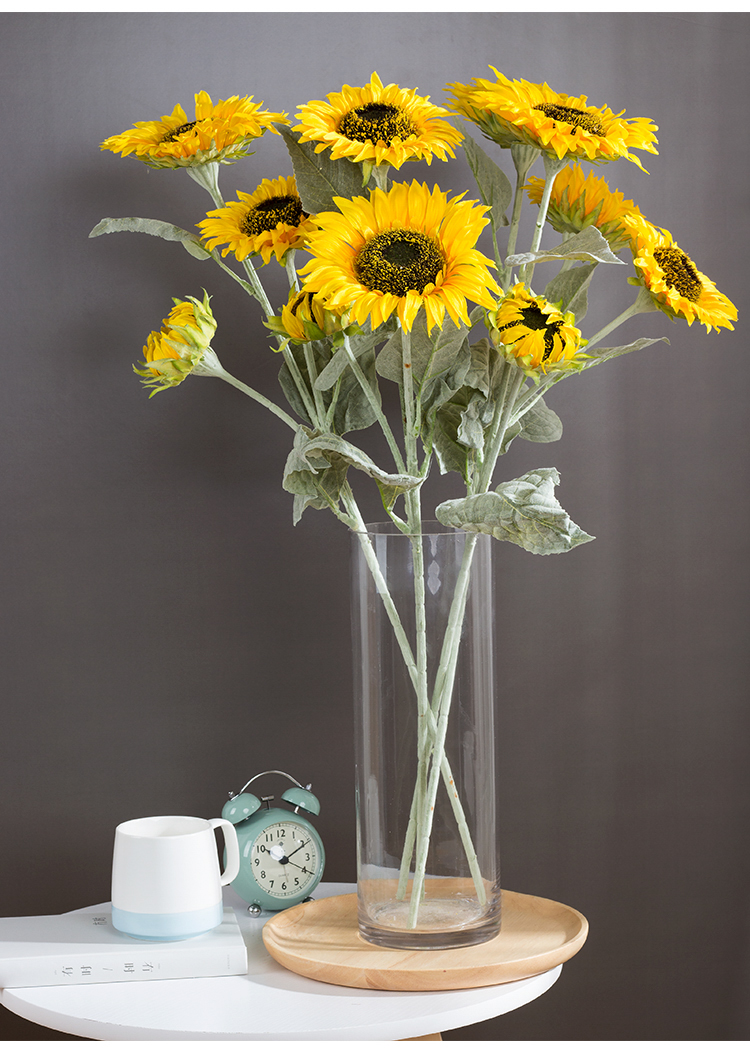 三维工匠花瓶/花艺 向日葵仿真花束摆件干花手捧假花客厅落地装饰电视