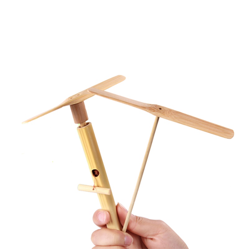 儿手搓拉线竹蜻蜓木质飞去来器小玩具男孩学生年户外怀旧80后