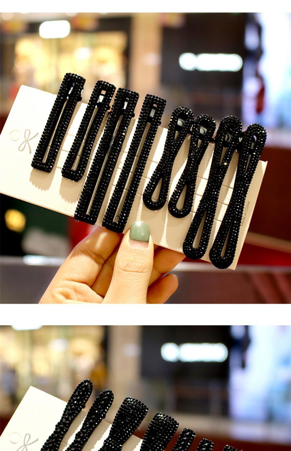 韩国黑色发夹刘海一字夹头发夹子顶夹后脑勺带钻边夹发卡碎发卡子大号