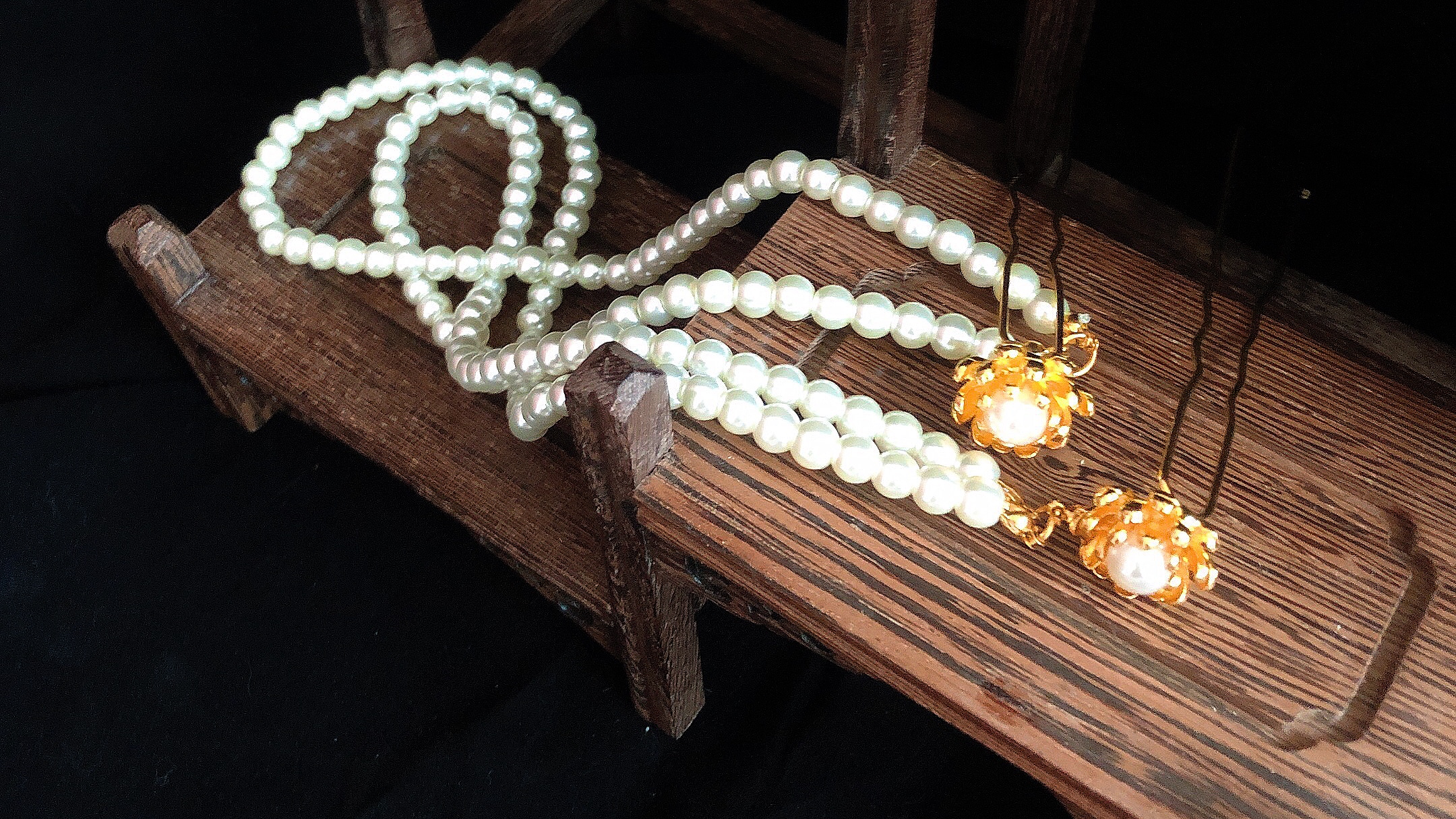 后发压汉服珍珠链发饰流苏步摇对夹古风日常夹子超仙簪子古装头饰小花