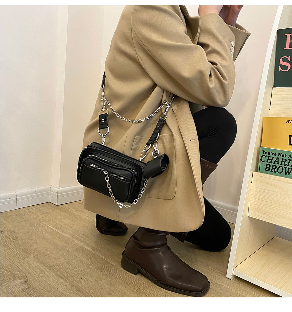 驰宇(chiyu)女士斜挎包1 chiyu日系黑色小众机能酷链条包斜挎单肩胸包